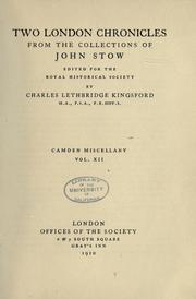 Cover of: Two London Chronicles from the Collections of John Stow