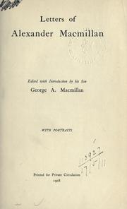 Cover of: Letters of Alexander Macmillan