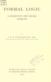 Cover of: Formal logic by Schiller, F. C. S.