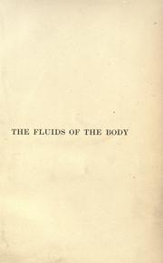 Cover of: The Mercers' company lectures on the fluids of the body