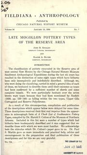 Cover of: Late Mogollon pottery types of the Reserve area by John B. Rinaldo