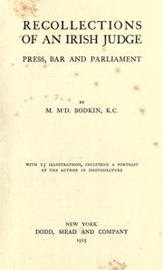 Cover of: Recollections of an Irish judge ... by M. McDonnell Bodkin