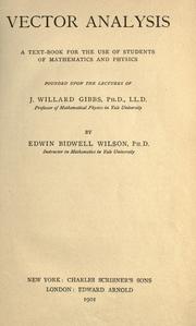 Cover of: Vector analysis by J. Willard Gibbs