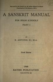 Cover of: A Sanskrit manual for high schools