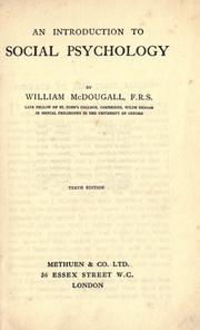 Cover of: An introduction to social psychology. by William McDougall