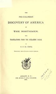 Cover of: The pre-Columbian discovery of America by the Northmen: with translations from the Icelandic Sagas.