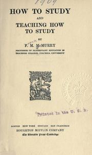 Cover of: How to study by Frank Morton McMurry