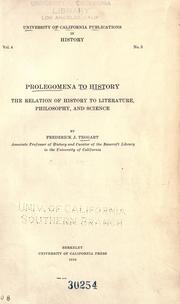 Cover of: Prolegomena to history by Frederick John Teggart