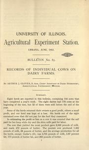 Records of individual cows on dairy farms by Arthur J. Glover