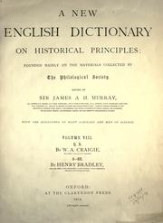 Cover of: A new English dictionary on historical principles (vol 8, pt 1): founded mainly on the materials collected by the Philological Society