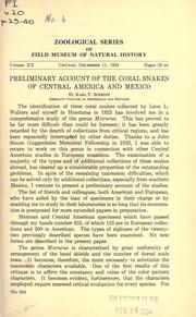 Cover of: Preliminary account of the coral snakes of Central America and Mexico