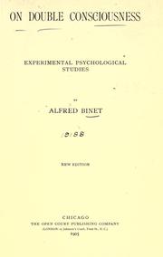 Cover of: On Double Consciousness by Alfred Binet
