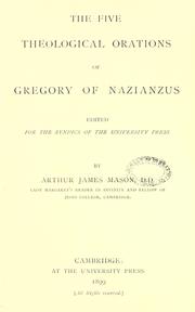 Cover of: The  five theological orations of Gregory of Nazionzus by Gregory of Nazianzus, Saint