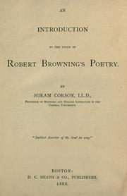 Cover of: An introduction to the study of Robert Browning's poetry