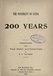 Cover of: The possibility of living 200 years