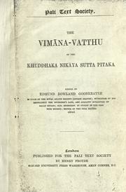 Cover of: Vimana-Vatthu of the Khuddhaka nikaya Sutta pitaka.: Edited by Edmund Rowland Gooneratne.