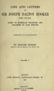 Cover of: Life and letters of Sir Joseph Dalton Hooker. by Joseph Dalton Hooker