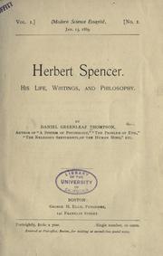 Cover of: Herbert Spencer.: His life, writings, and philosophy.