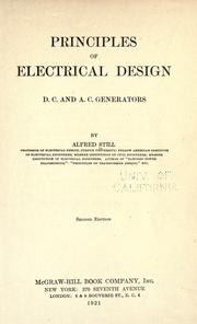 Cover of: Principles of electrical design by Alfred Still