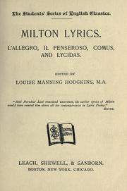 Cover of: Milton lyrics by John Milton