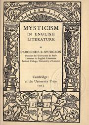 Cover of: Mysticism in English literature. by Caroline Frances Eleanor Spurgeon