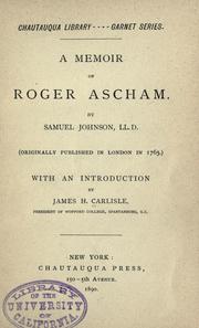 A memoir of Roger Ascham by Samuel Johnson