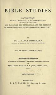 Cover of: Bible studies by Adolf Deissmann