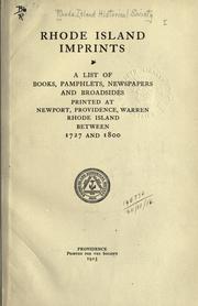 Cover of: Rhode Island imprints