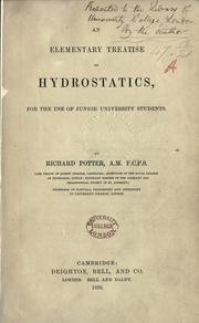 Cover of: An elementary treatise on hydrostatics: for the use of junior university students.