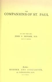 Cover of: The companions of St. Paul