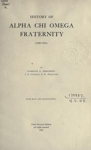 Cover of: History of Alpha Chi Omega Fraternity by Florence Arzelia Armstrong