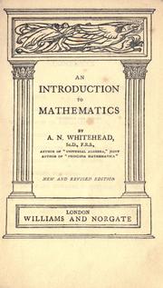 Cover of: An introduction to mathematics, by A. N. Whitehead. by Alfred North Whitehead