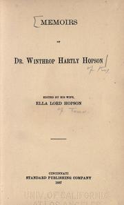 Cover of: Memoirs of Dr. Winthrop Hartly Hopson