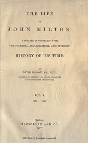 Cover of: The life of John Milton by David Masson