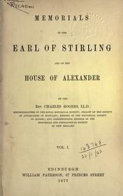 Cover of: Memorials of the Earl of Sterling and of the house of Alexander. by Charles Rogers