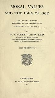 Cover of: Moral values and the idea of God by William Ritchie Sorley
