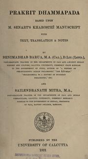 Cover of: Prakrit Dhammapada by by Benimadhab Barua and Sailendranath 