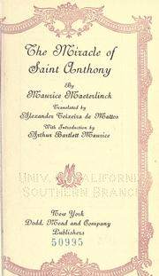Cover of: The miracle of Saint Anthony by Maurice Maeterlinck