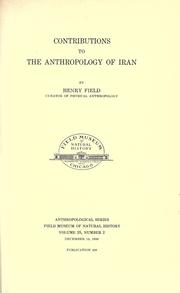 Cover of: Contributions to the anthropology of Iran