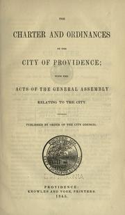 Cover of: The charter and ordinances of the city of Providence