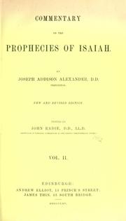 Cover of: Commentary on the prophecies of Isaiah