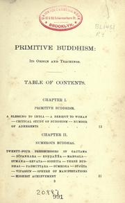 Cover of: Primitive Buddhism, its origin and teachings by Elizabeth A. Reed