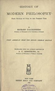 Cover of: History of modern philosophy by by Richard Falckenberg ; translated with the author's sanction by A.C. Armstrong, Jr.