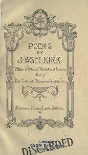 Poems by J. B. Selkirk