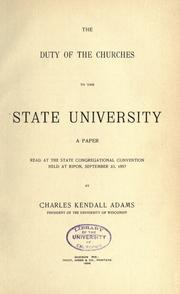 Cover of: The duty of the churches to the state university ...