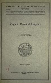Cover of: Organic chemical reagents