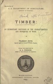 Cover of: Timber: an elementary discussion of the characteristics and properties of wood