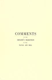 Cover of: Comments on the Senate's rejection of the Naval Aid Bill by Borden, Robert Laird Sir