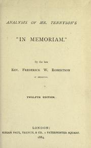 Analysis of Mr. Tennyson's "In memoriam" by Frederick William Robertson