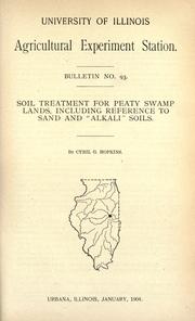 Cover of: Soil treatment for peaty swamp lands, including reference to sand and "alkali" soils
